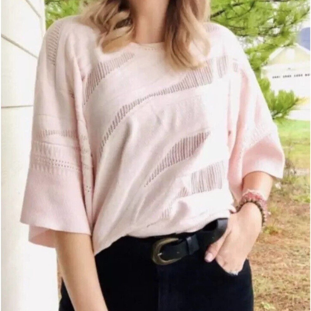 Cabi Shy Boxy Pullover Sweater Light Pink Size XS